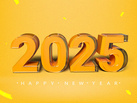 Happy new year 2025 gold text effect banner design