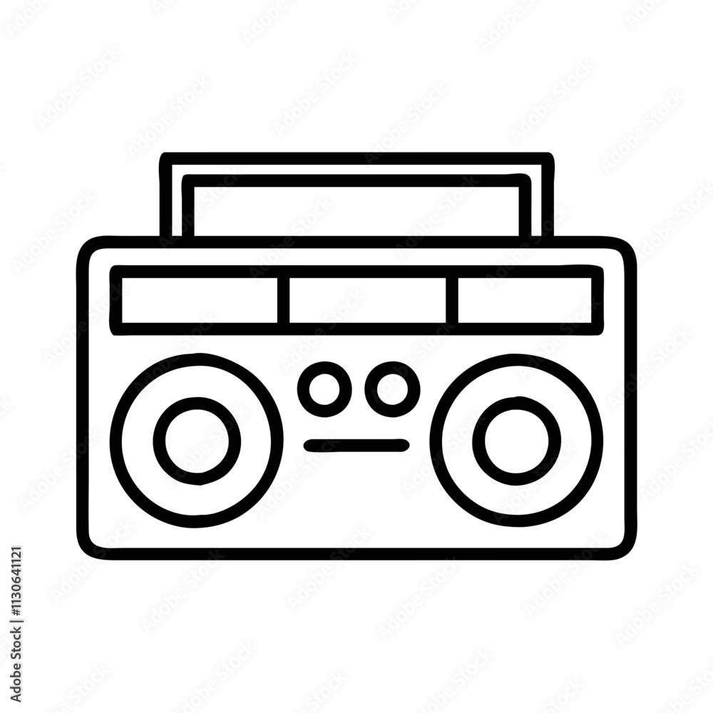 Boom Box Reference Simple hip hop boom box icon, dance day line art, dance icon - simple black ...