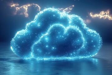 Aufkleber - Digital cloud icon illustrating modern cloud storage in blue and white tones
