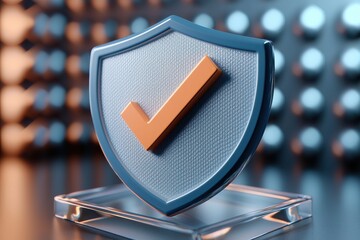Poster - Blue and white shield icon symbolizing security and protection displayed on a platform