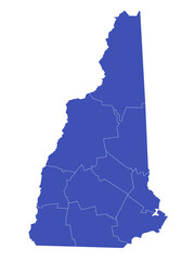 Wall Mural - New Hampshire administrative map. counties map of New Hampshire, blank New Hampshire Map, empty map of New Hampshire