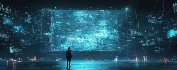 Poster - Futuristic digital interface showcasing advanced AI technology and data visualization