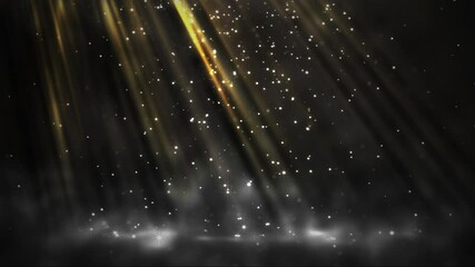 Wall Mural - Christmas Volumetric light rays with shiny particles and smoke background loop