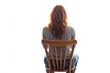 © khalid_spk - woman sitting on chair rear side view, isolated on a white background
