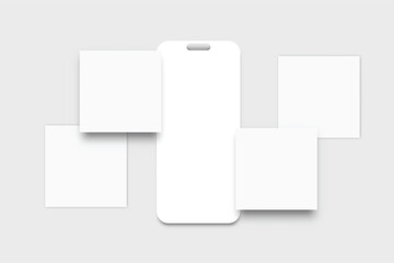 Wall Mural - social media post interface mockup. social media mobile app page template design for user carousel s