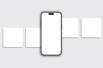 Wall Mural - smartphone mockup with social media post interface mockup. mobile app page template design for user 