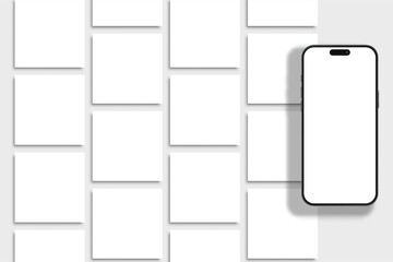 Wall Mural - smartphone mockup with social media post interface mockup. mobile app page template design for user 