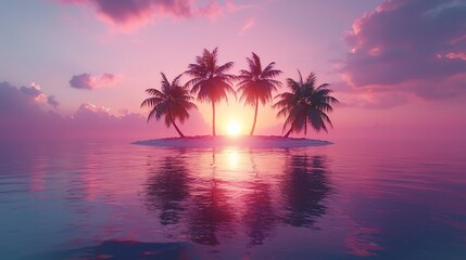 Wall Mural - tropical island sunset reflections a magical coastal seascape