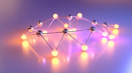 Poster - Illuminated Abstract Network Structure with Glowing Nodes and Connections
