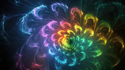 Poster - Colorful Fractal Spiral Pattern with Vibrant Swirls and Light Effects