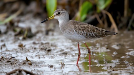 Canvas Print - A Grey-Headed Lapwing Standing in Shallow Water