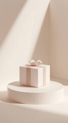 Aufkleber - gift box on round platform with soft light and shadows