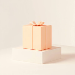 Aufkleber - pastel gift box with ribbon on white platform