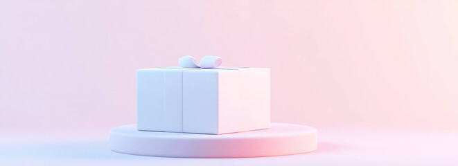 Leinwandbilder - white gift box on platform with soft gradient lighting