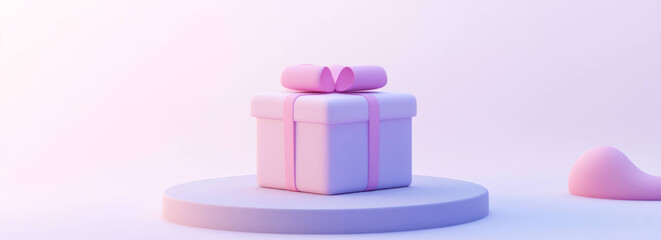 Leinwandbilder - pastel gift box on platform with soft gradient lighting