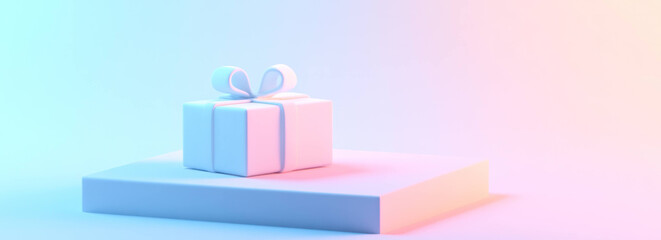 Leinwandbilder - Gift box on platform with soft gradient lighting