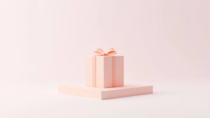 Leinwandbilder - Soft pink gift box on platform with minimalist design