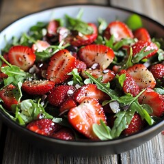 Wall Mural - Summer salad with strawberries and arugula.