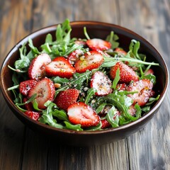 Wall Mural - Strawberry arugula summer salad.