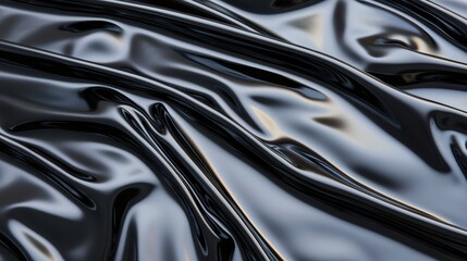 Poster - Fabric Demonstrating Waterproof Properties Concept, Glossy Waterproof Fabric with Fluid Streamlined Texture and Reflective Surface for Outdoor Gear and Apparel