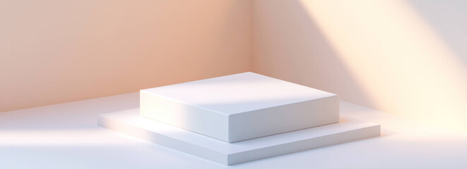 Leinwandbilder - Minimalist white platform in soft gradient lighting