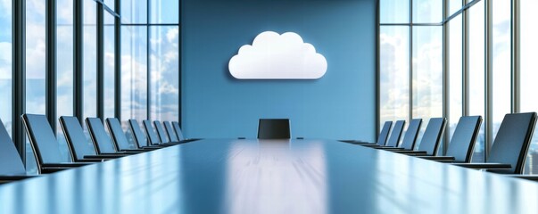 Poster - Modern Conference Room with Cloud Computing Theme and Innovative Digital Workflows