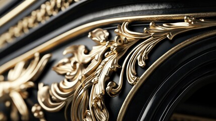 Wall Mural - Ornate Black and Gold Decorative Detail