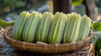 Poster - Fresh Green Luffa Cylindrica in a Basket