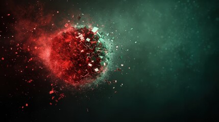 Wall Mural - a vibrant cosmic scene featuring a red and green explosion resembling a celestial body amidst a dark