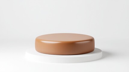 Poster - Round pedestal displaying products on white background, perfect for showcasing cosmetics, jewelry, or other items