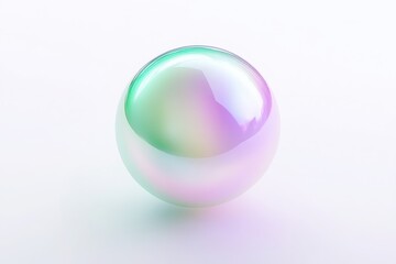 Poster - Colorful holographic sphere is reflecting rainbow colors on a clean white background
