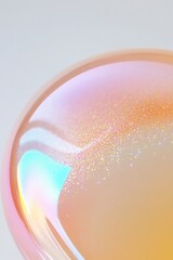 Poster - Close-up of a holographic bubble surface reflecting light and glitter, creating a colorful and abstract background