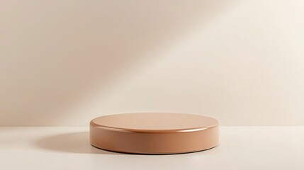 Poster - Empty round podium on a beige background with beautiful light and shadow