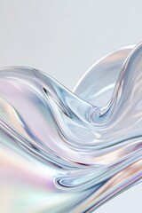 Poster - Abstract close-up of a liquid blob shape with iridescent effect, creating a wavy and flowing pattern