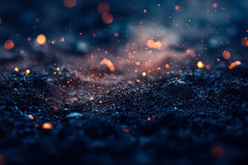 Wall Mural - the image is a blurry, dark blue background with a lot of sparks and fire. scene is intense and chao