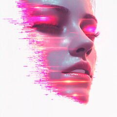 Poster - A visually striking digital portrait featuring abstract elements and vibrant colors personifying emotion.