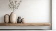 © almeera - Minimalist Home Decor with Dried Flowers and Vases on a Wooden Shelf