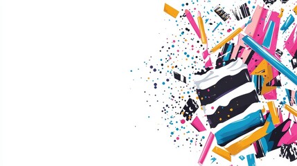 Poster - Colorful Abstract Art with Stripes and Splashes