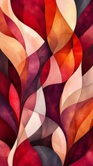 Poster - Bright colors contrast in a dynamic display of abstract shapes, showcasing swirls and curves in reds, oranges, and purples. It creates a lively atmosphere