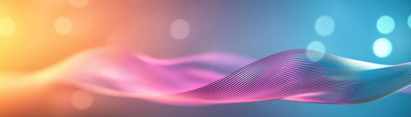 Aufkleber - Vibrant abstract waves in pink, blue, and orange colors create dynamic background. smooth lines and soft bokeh effect evoke sense of movement and energy