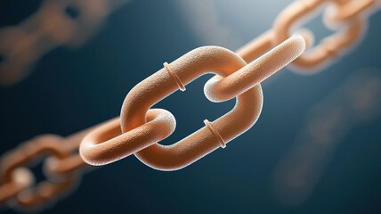 Poster - Digital chain link with smooth texture and cobalt gray background, symbolizing strength and connection. image captures essence of unity and durability