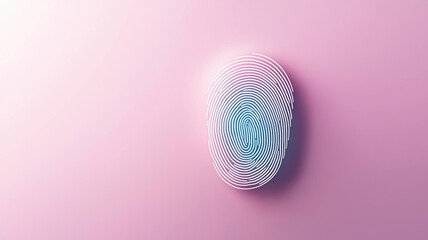 Poster - Digital fingerprint icon on soft lavender background, showcasing intricate lines and curves. This modern design symbolizes security and identity verification