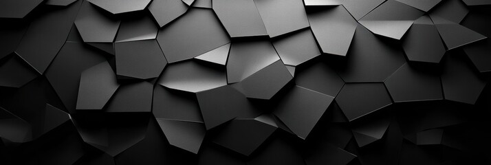 Poster - Geometric patterns create a striking visual contrast on a black matte background