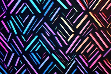 Poster - Vibrant geometric pattern featuring neon triangles on a dark background