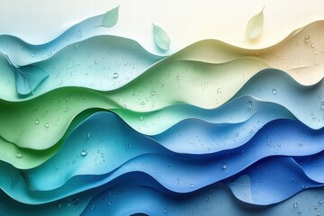 Poster - Gradient waves of blue and green create a soothing visual effect for tranquil settings