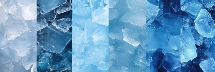 Poster - Textures of ice showcasing shades of blue and transparency in a captivating arrangement