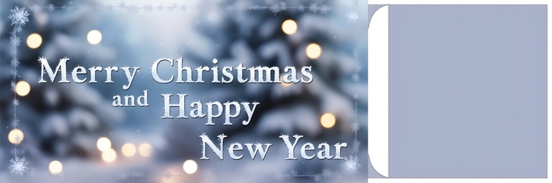 Christmas greeting card  text - Merry Christmas and Happy New Year  Panorama, banner, header for advertisement
