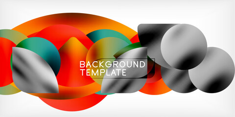 Aufkleber - Color geometric shapes background shadow circles