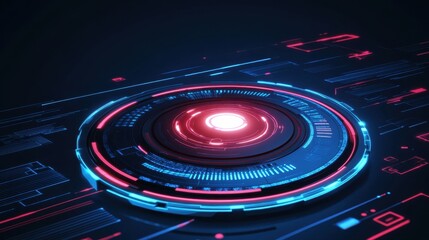 Poster - Futuristic Interface Design with Neon Blue and Red Light Effects