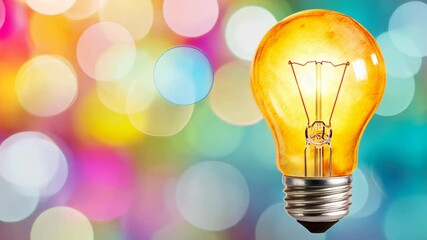 Poster - Innovative Light Bulb on Vibrant Background for Creative and Workshop Ideas